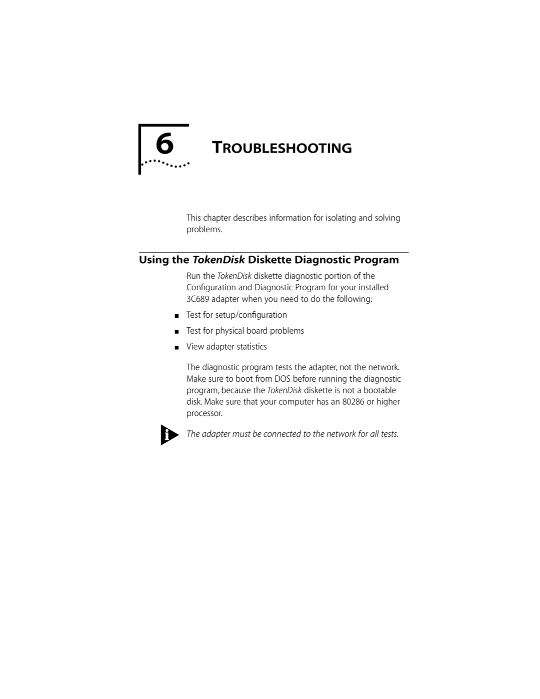 Compaq PC CARD ADAPTER manual Troubleshooting, Using the TokenDisk Diskette Diagnostic Program 