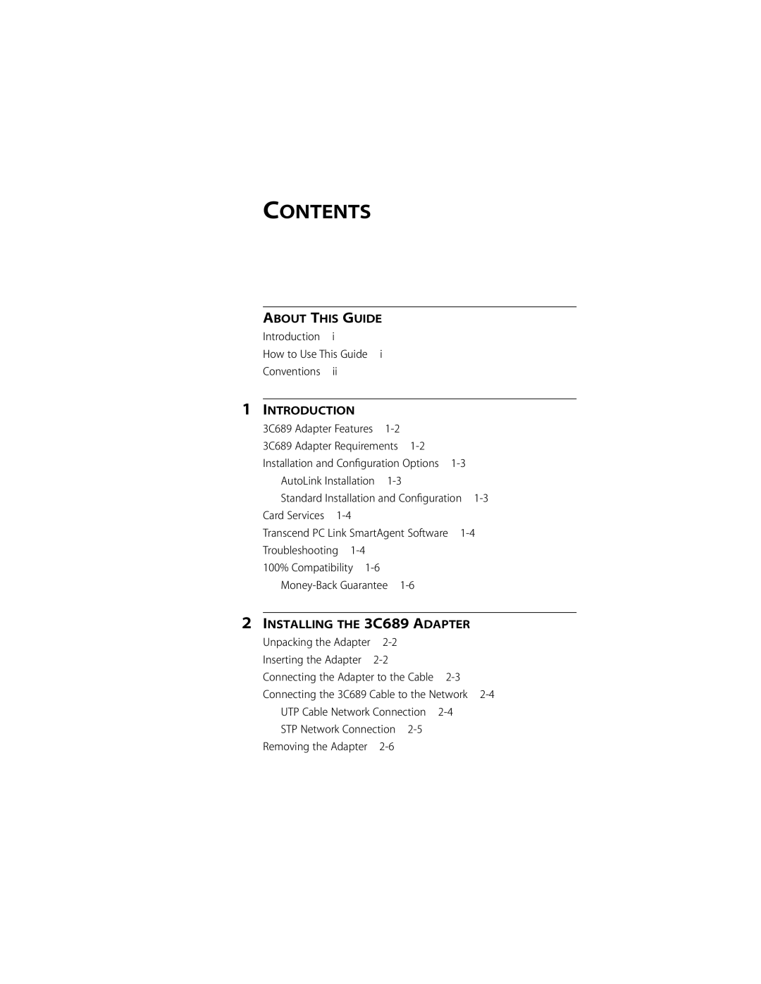 Compaq PC CARD ADAPTER manual Contents 