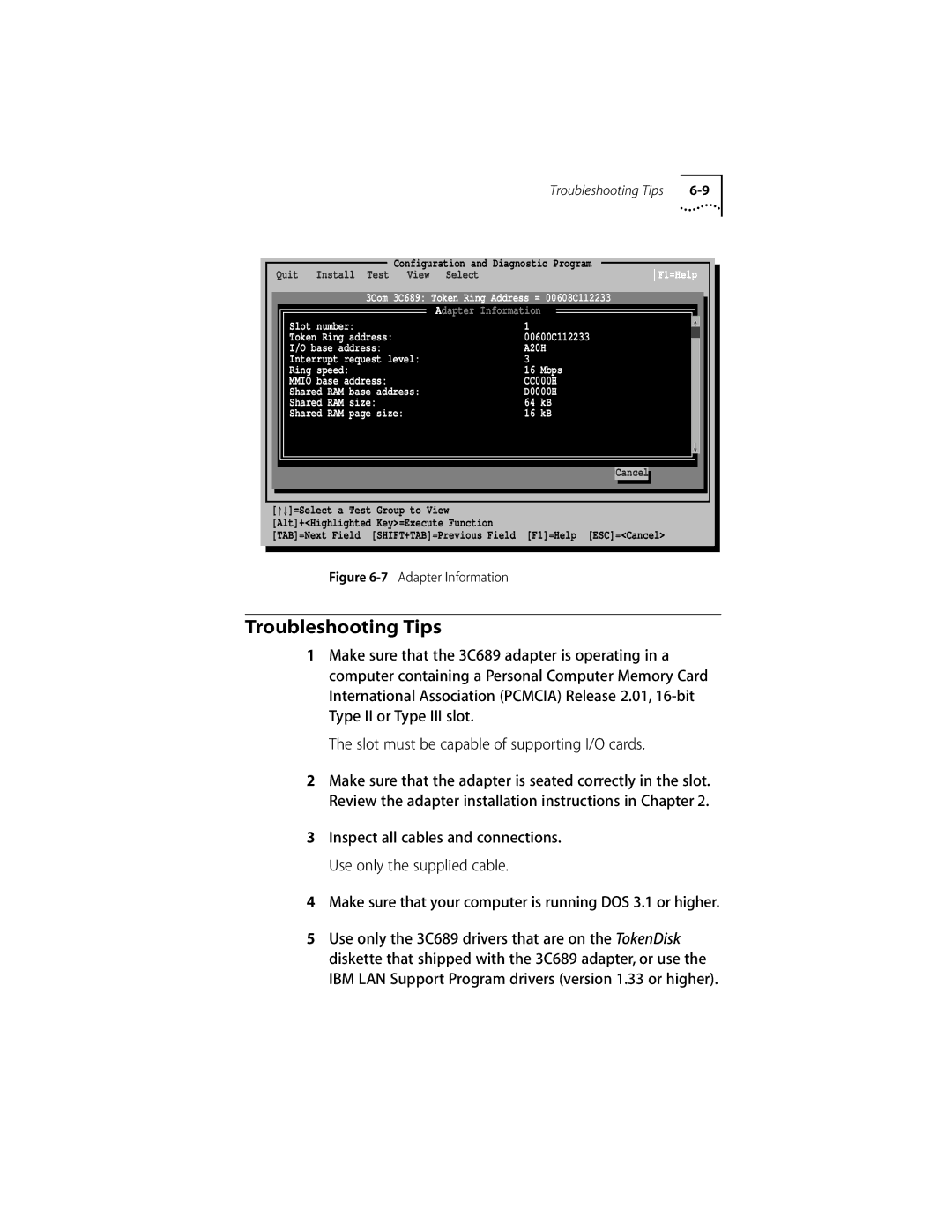 Compaq PC CARD ADAPTER manual Troubleshooting Tips, Make sure that your computer is running DOS 3.1 or higher 