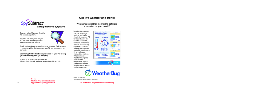 Compaq brochure Get live weather and traffic, Spyware is the #1 privacy threat to PC users everywhere 