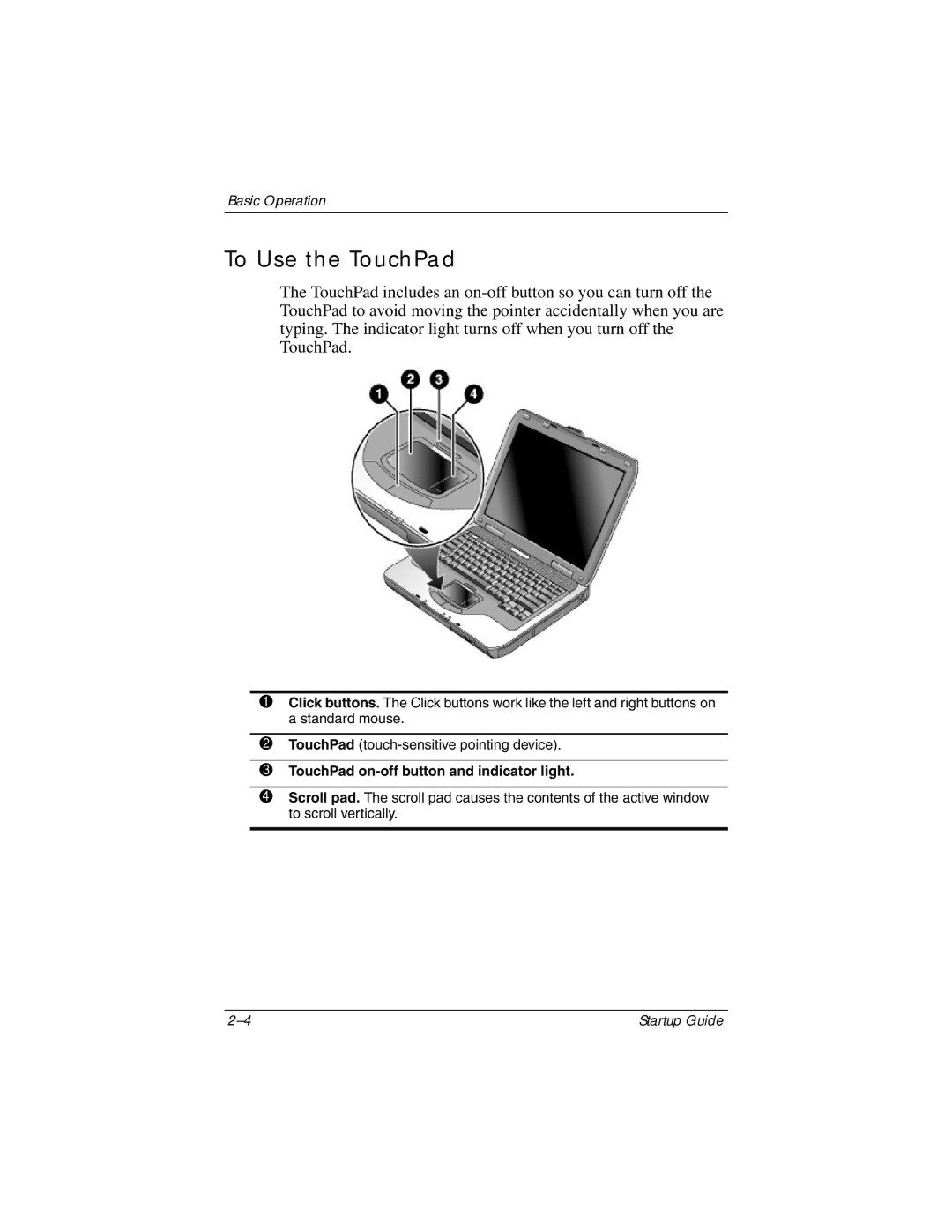 Compaq Personal Computer manual To Use the TouchPad, TouchPad on-off button and indicator light 