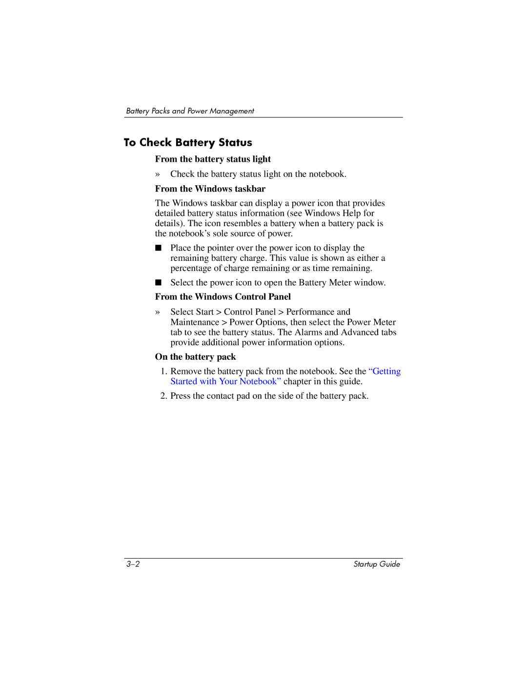 Compaq Personal Computer manual To Check Battery Status, From the Windows taskbar 