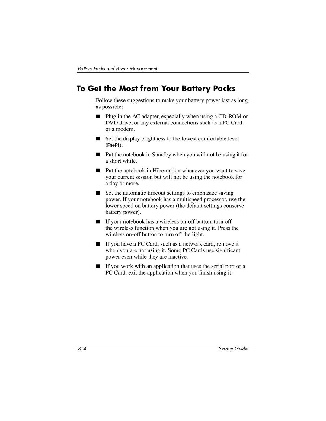 Compaq Personal Computer manual To Get the Most from Your Battery Packs 