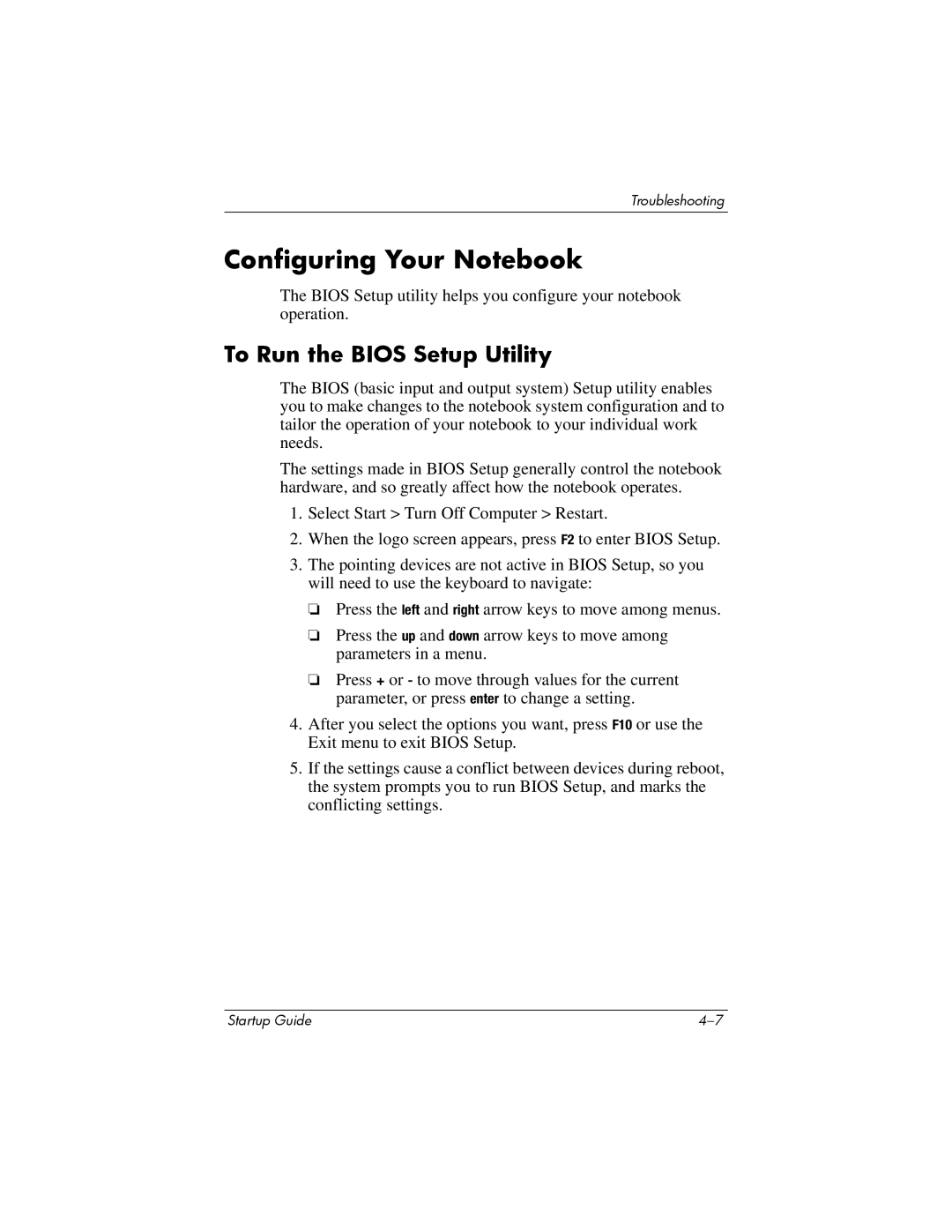 Compaq Personal Computer manual Configuring Your Notebook, To Run the Bios Setup Utility 