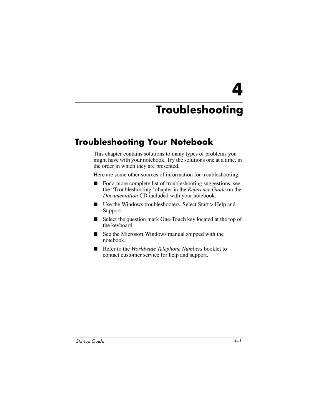 Compaq Personal Computer manual Troubleshooting Your Notebook 