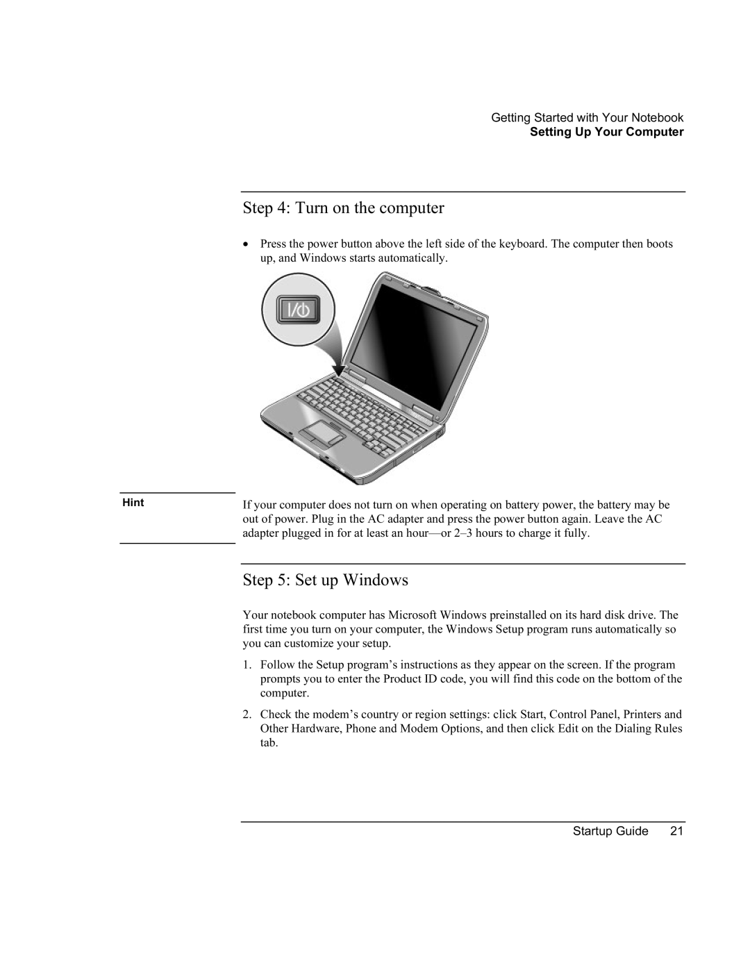 Compaq PKX301T manual Turn on the computer, Set up Windows 