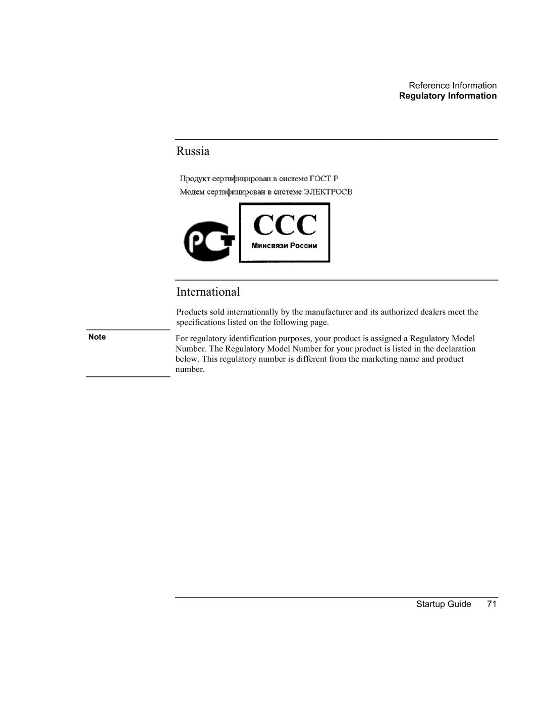 Compaq PKX301T manual Russia International, Specifications listed on the following 