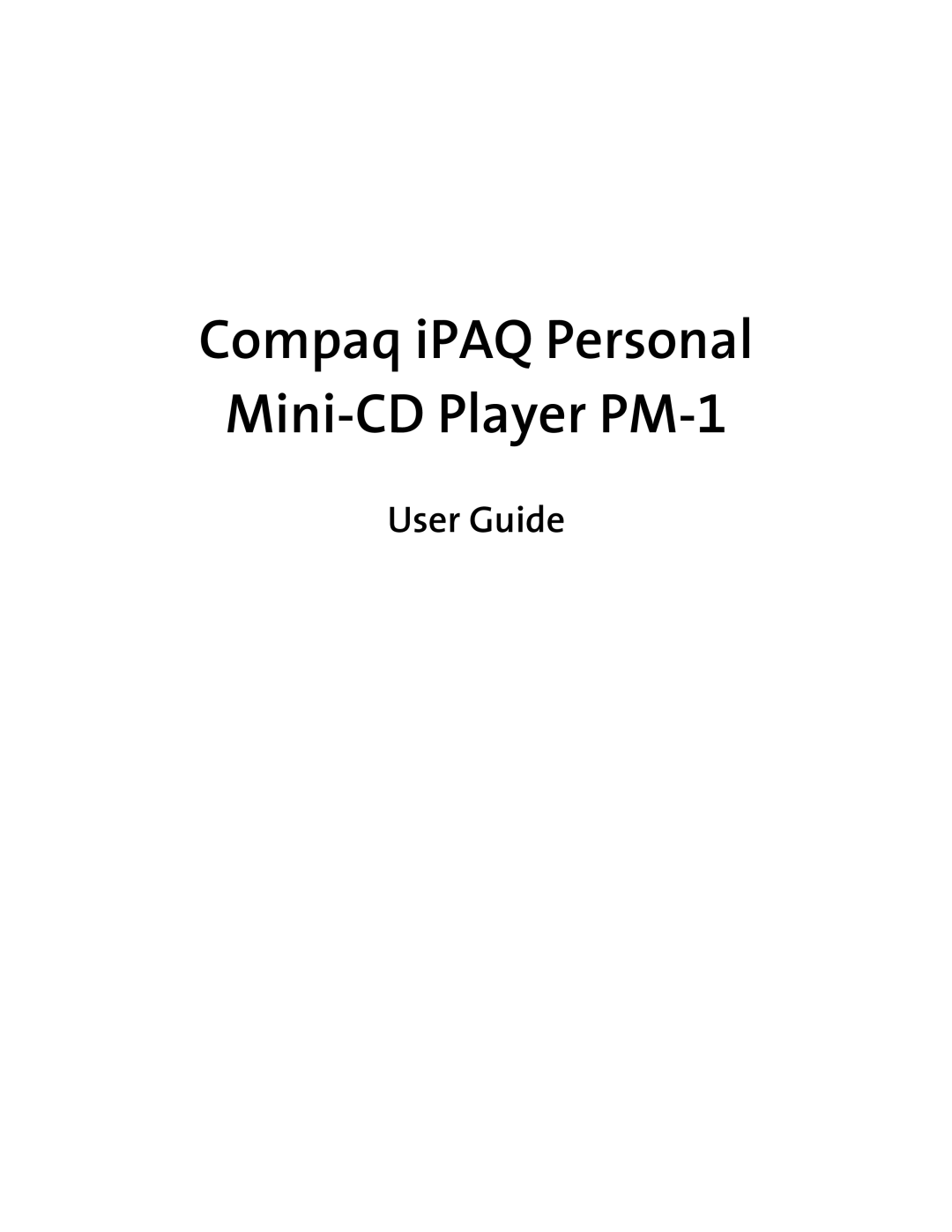 Compaq manual Compaq iPAQ Personal Mini-CD Player PM-1 