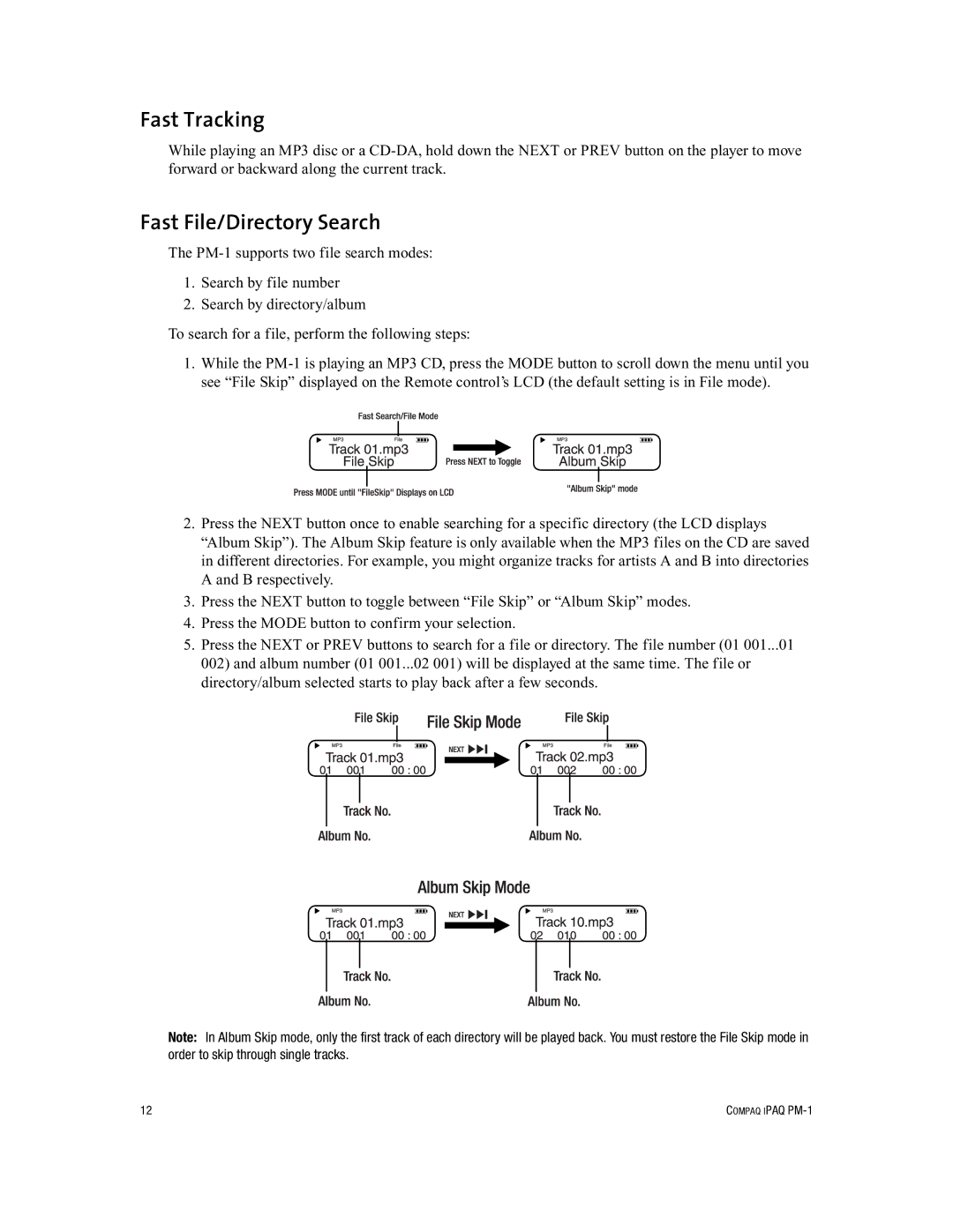 Compaq PM-1 manual Fast Tracking, Fast File/Directory Search 