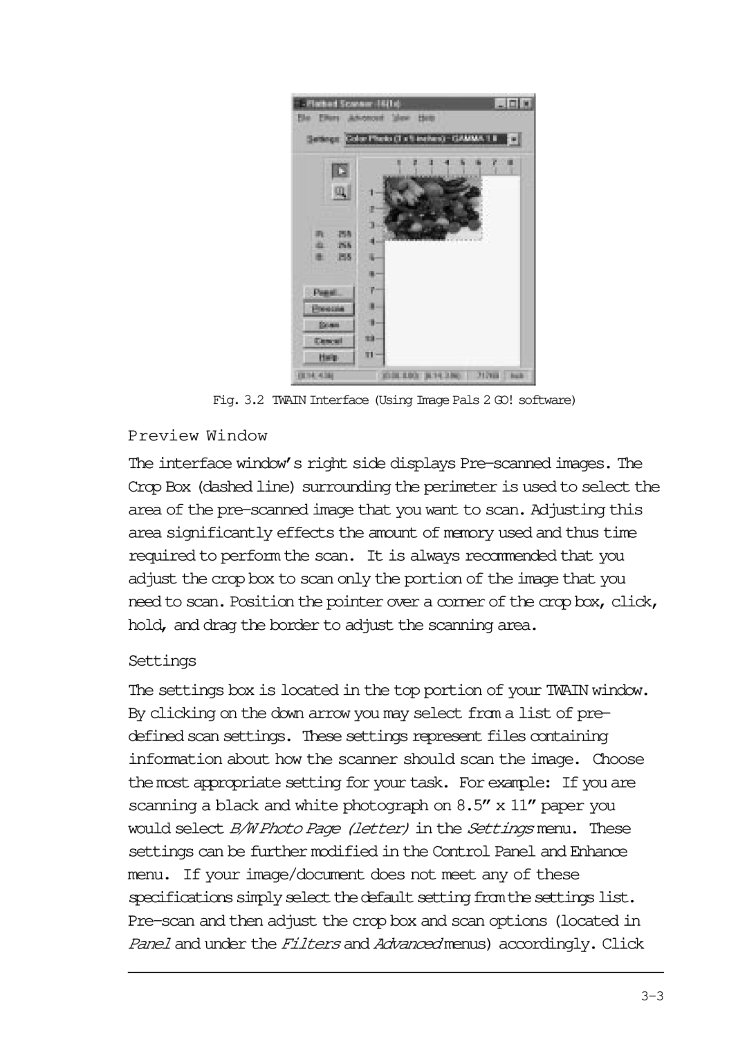 Compaq P/N DOC-FB4B manual Preview Window, Settings 