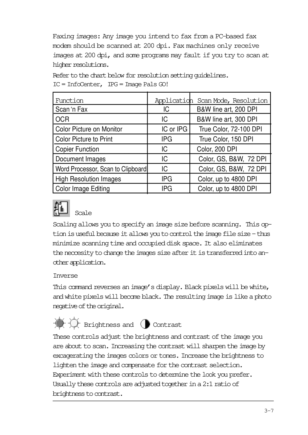 Compaq P/N DOC-FB4B manual Scale, Inverse, Brightness and Contrast 