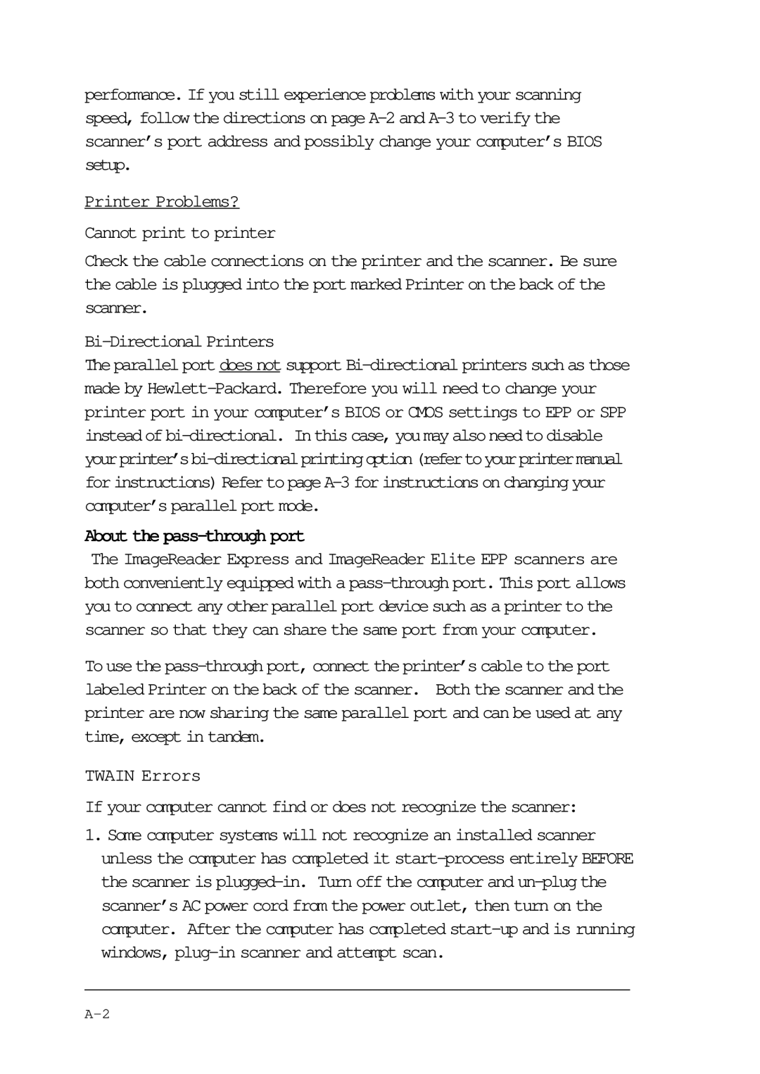 Compaq P/N DOC-FB4B manual Printer Problems? Cannot print to printer, Bi-Directional Printers, Twain Errors 