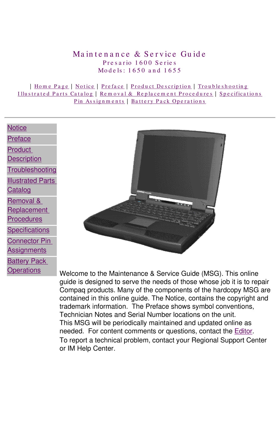 Compaq 1650, Presario 1600 Series, 1655 manual Maintenance & Service Guide 