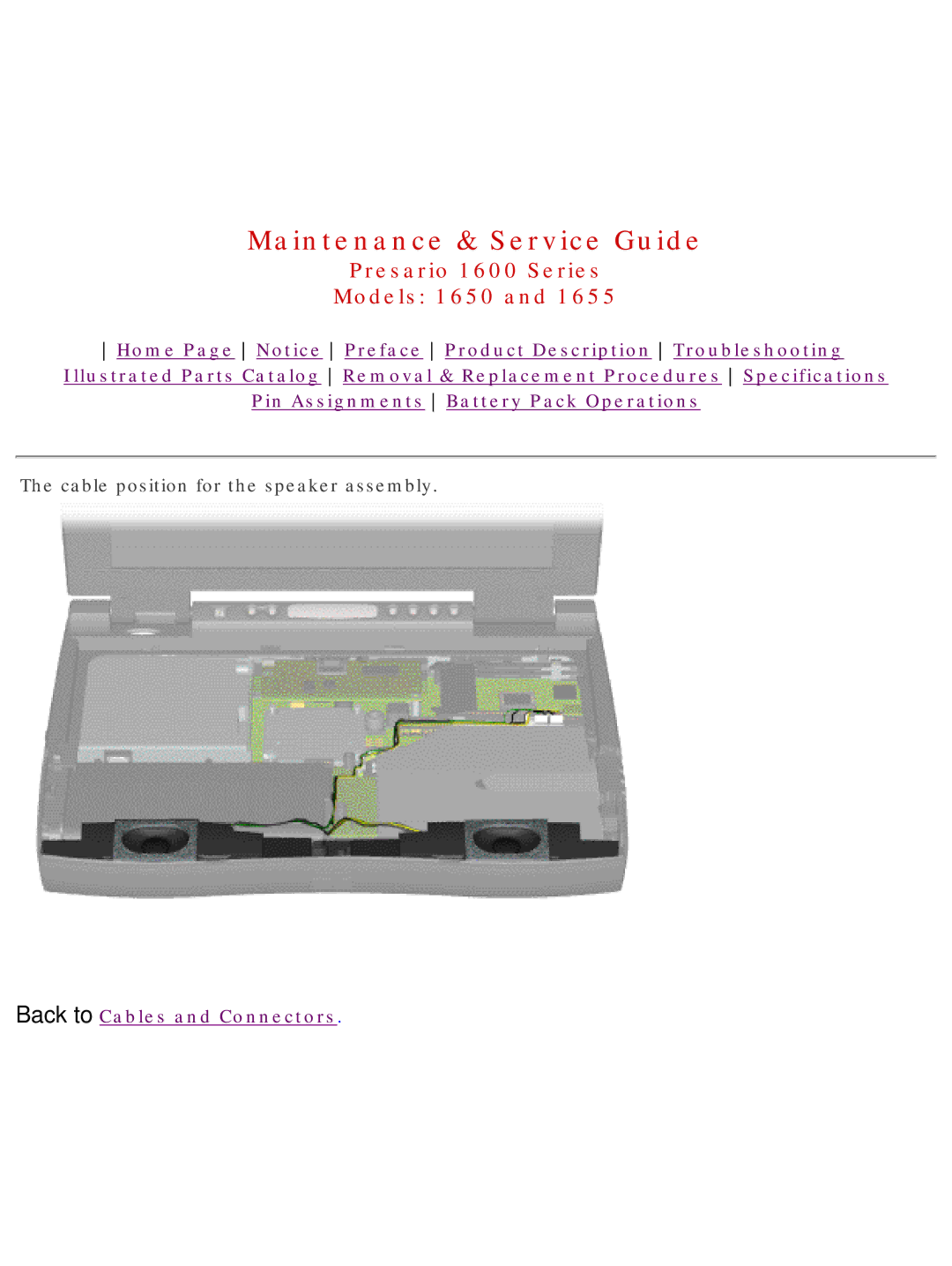 Compaq 1655, Presario 1600 Series, 1650 manual Back to Cables and Connectors 