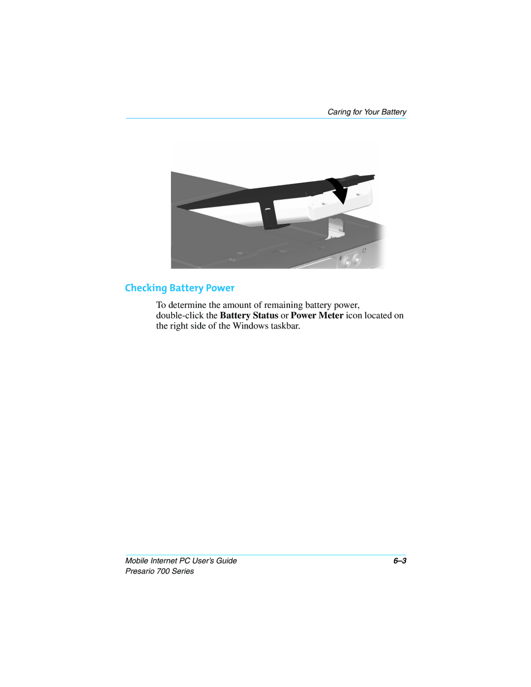 Compaq Presario 700 manual Checking Battery Power 