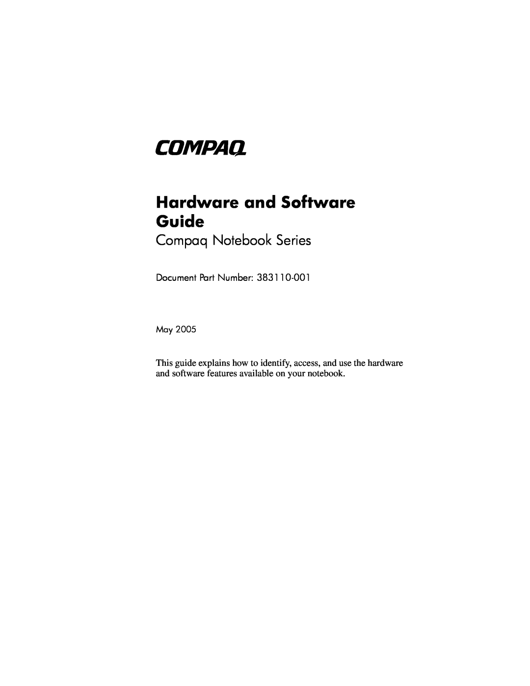 Compaq Presario M2000 manual Hardware and Software Guide, Compaq Notebook Series, Document Part Number 