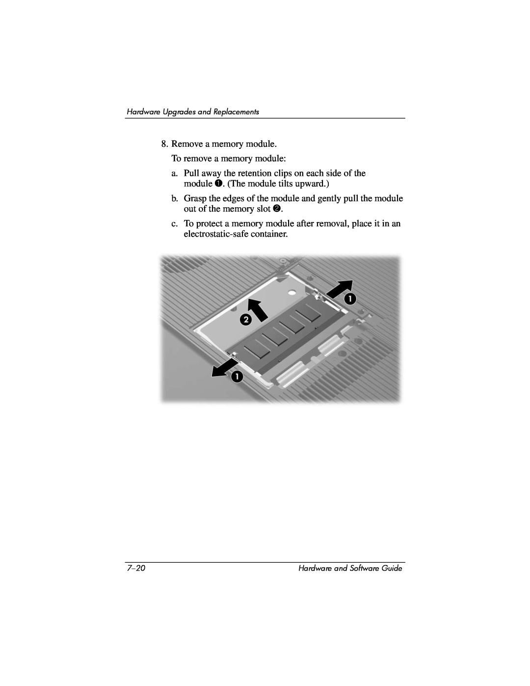 Compaq Presario M2000 manual Remove a memory module. To remove a memory module 