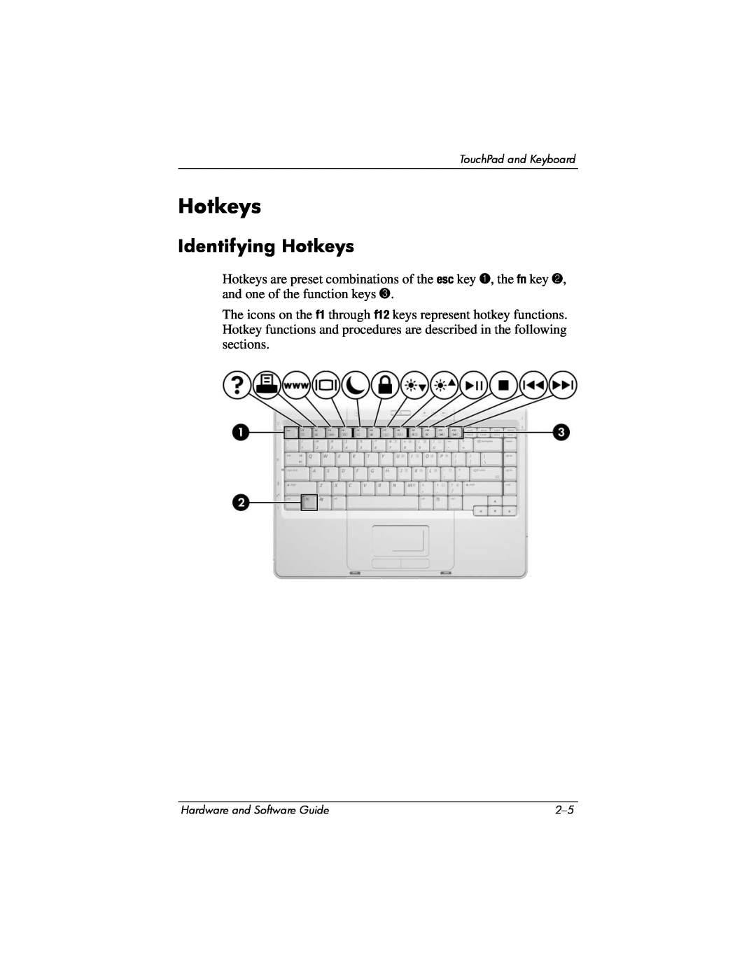 Compaq Presario M2000 manual Identifying Hotkeys 