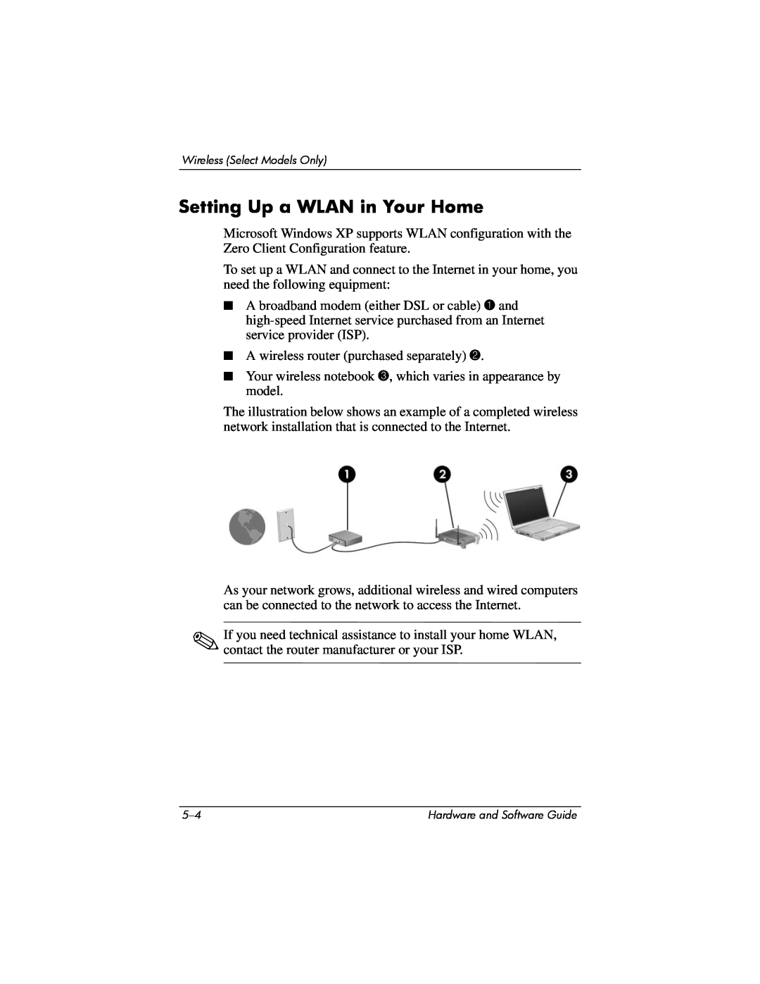 Compaq Presario M2000 manual Setting Up a WLAN in Your Home 