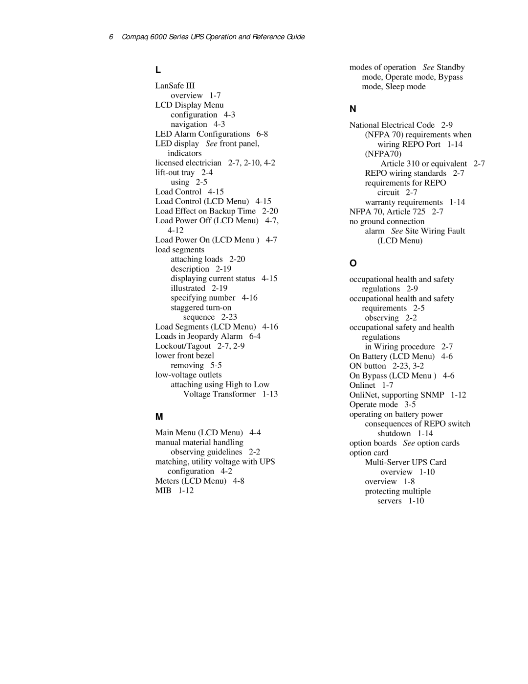 Compaq R6000 Series manual Compaq 6000 Series UPS Operation and Reference Guide 