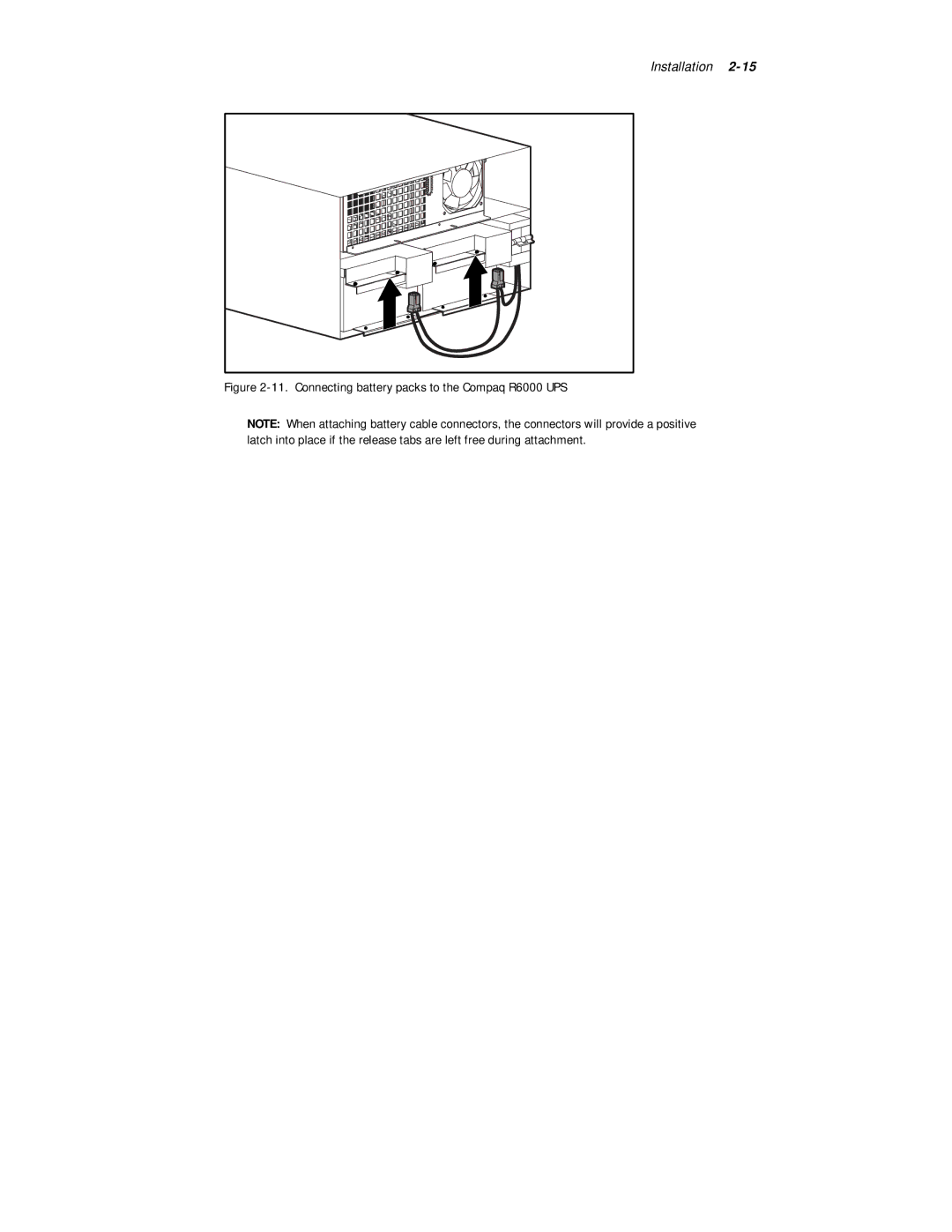 Compaq R6000 Series manual Connecting battery packs to the Compaq R6000 UPS 