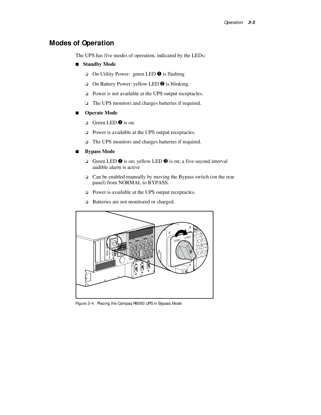 Compaq R6000 Series manual Modes of Operation, Standby Mode 