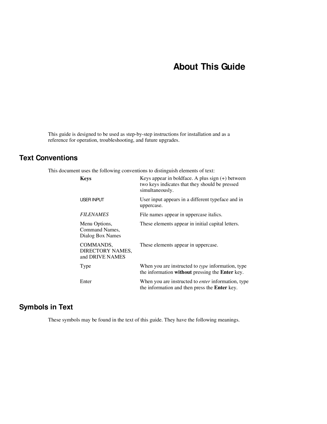 Compaq R6000 Series manual About This Guide, Text Conventions, Symbols in Text 