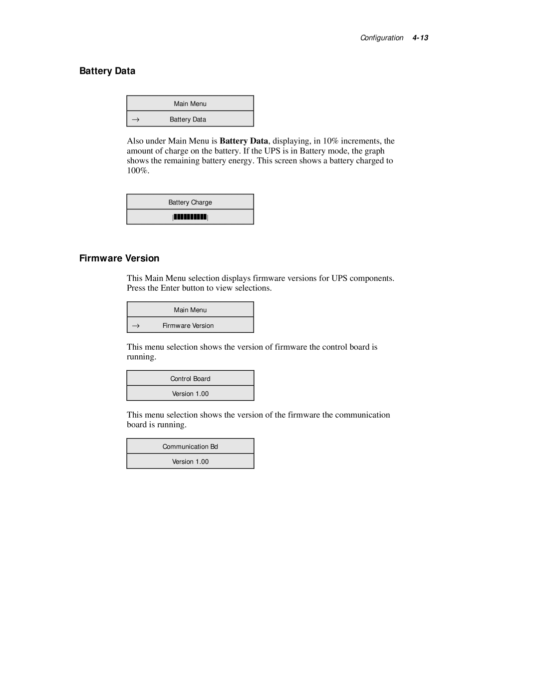 Compaq R6000 Series manual Battery Data, Firmware Version 