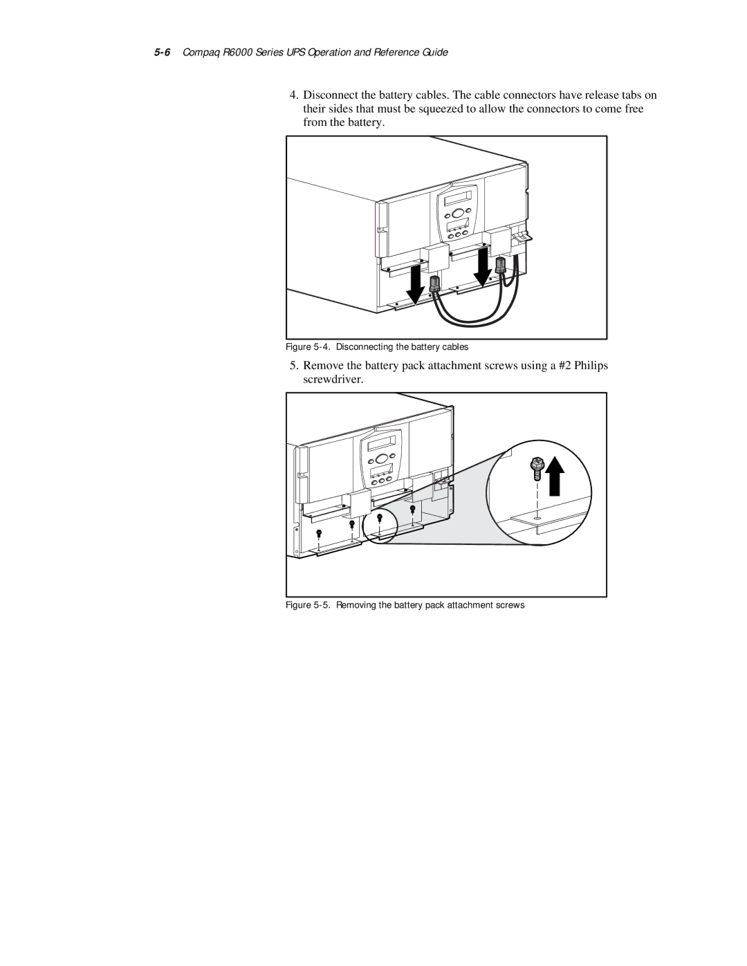 Compaq R6000 Series manual Disconnecting the battery cables 