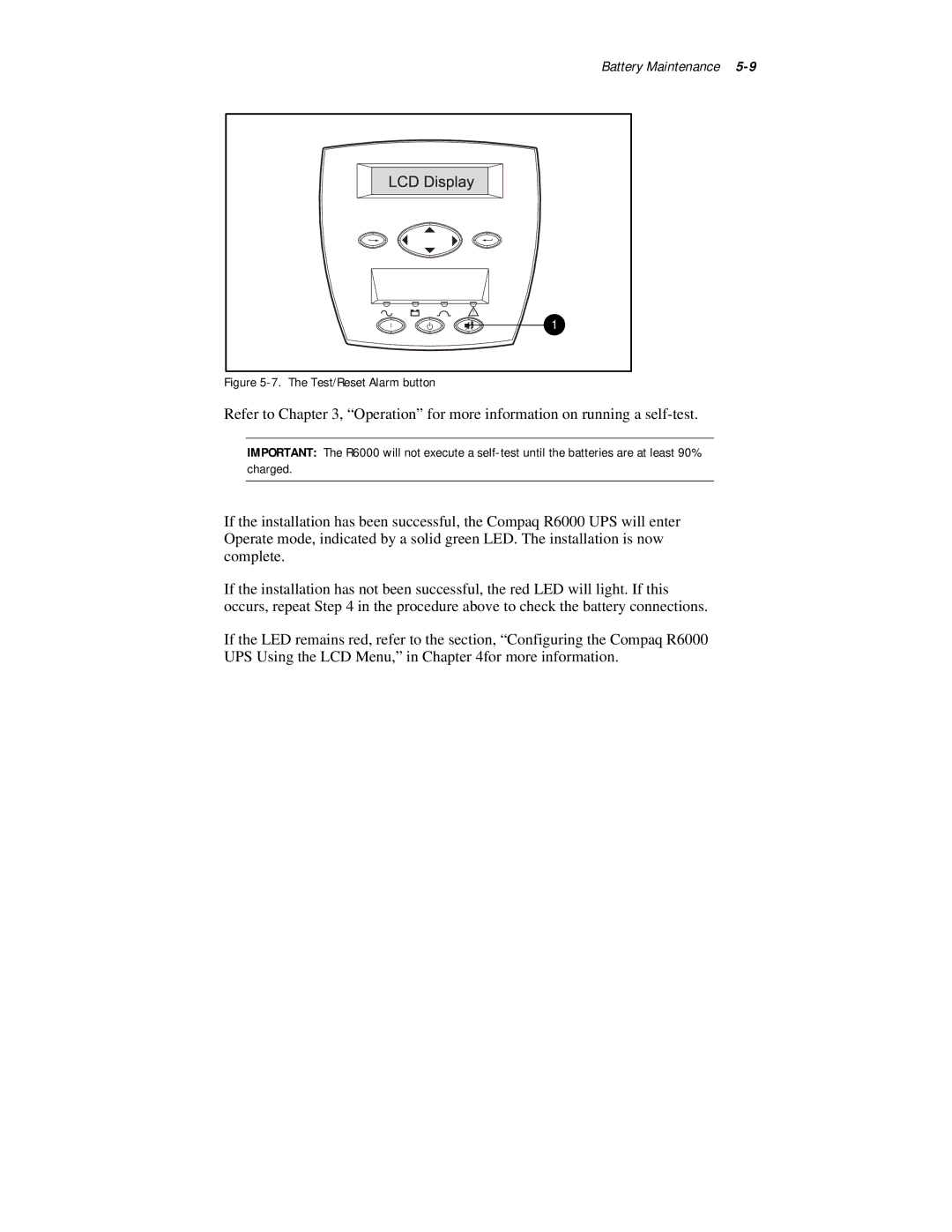 Compaq R6000 Series manual Test/Reset Alarm button 