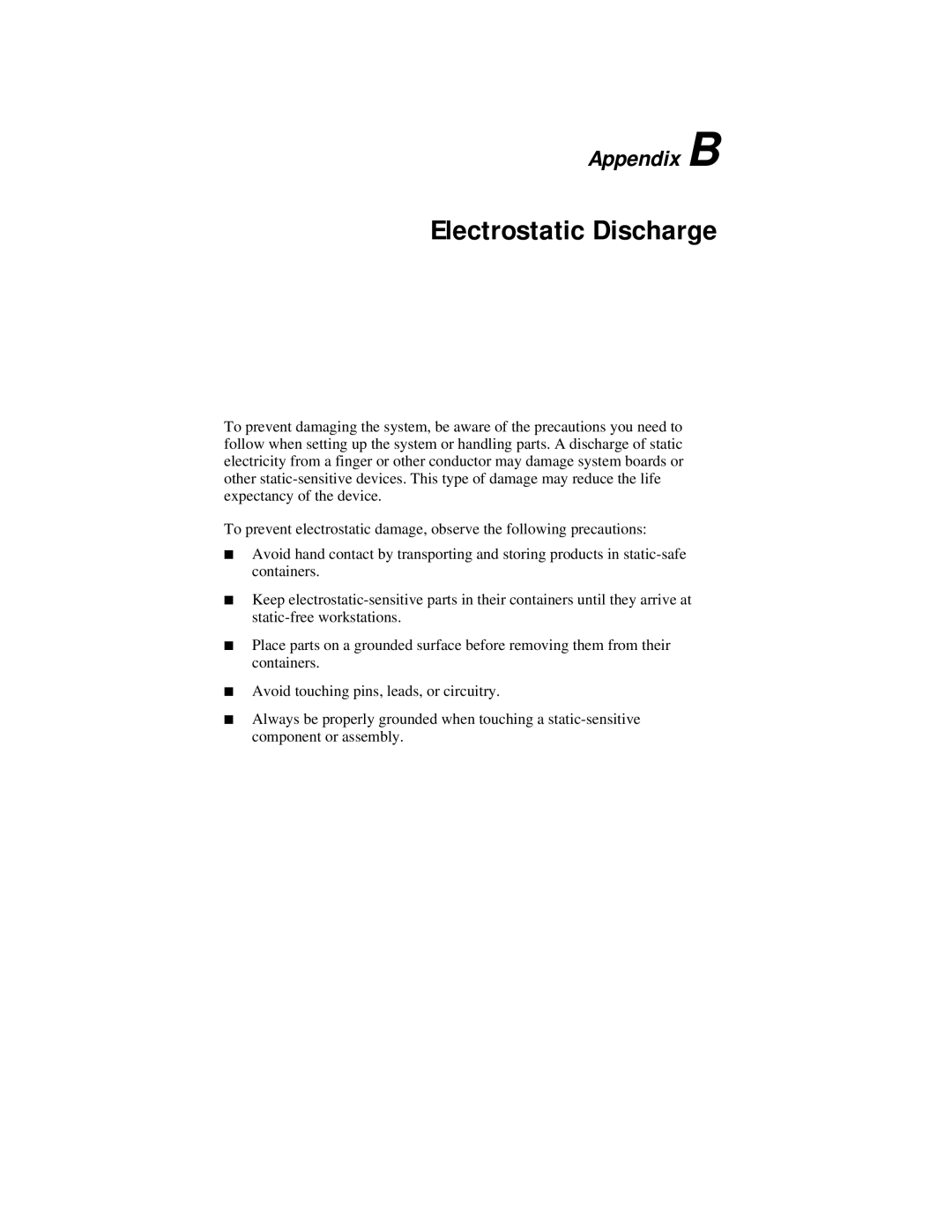 Compaq R6000 Series manual Electrostatic Discharge, Appendix B 