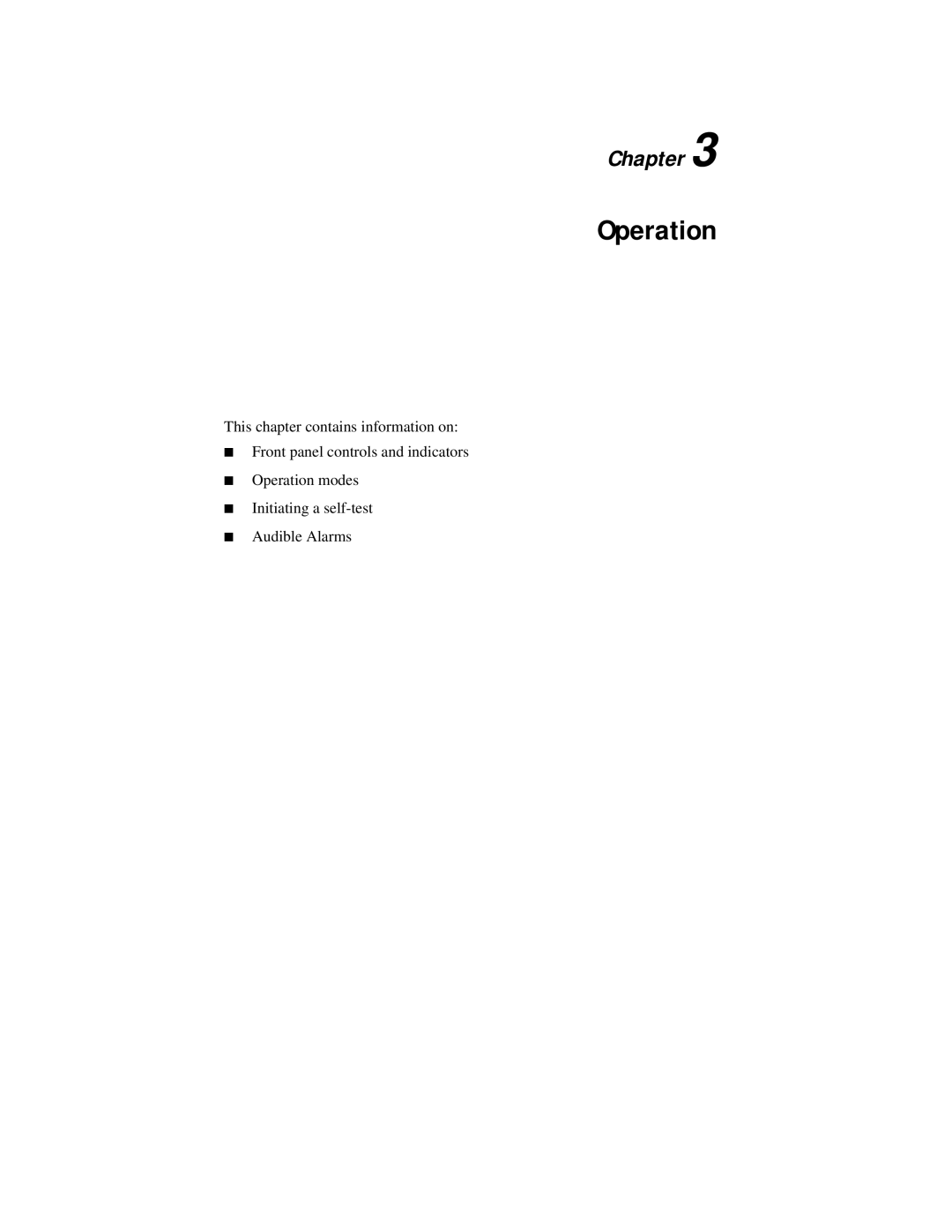 Compaq R6000 Series manual Operation, Chapter, This chapter contains information on, Initiating a self-test Audible Alarms 