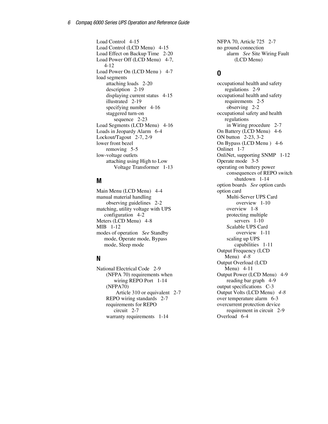 Compaq R6000 manual Compaq 6000 Series UPS Operation and Reference Guide 