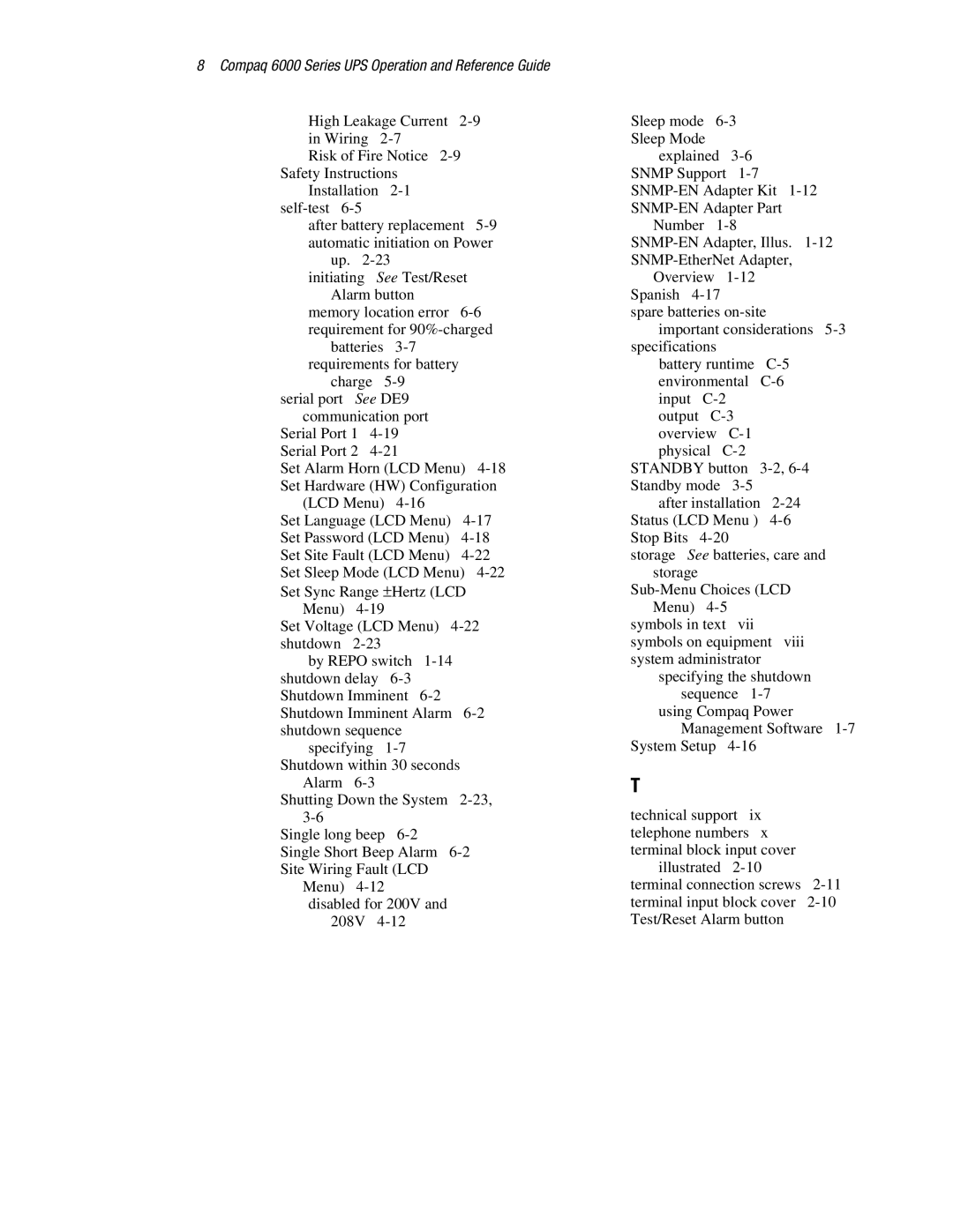 Compaq R6000 manual Compaq 6000 Series UPS Operation and Reference Guide 