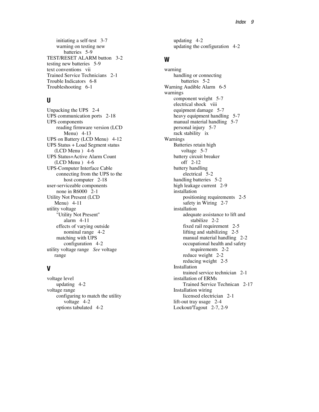 Compaq R6000 manual Options tabulated 