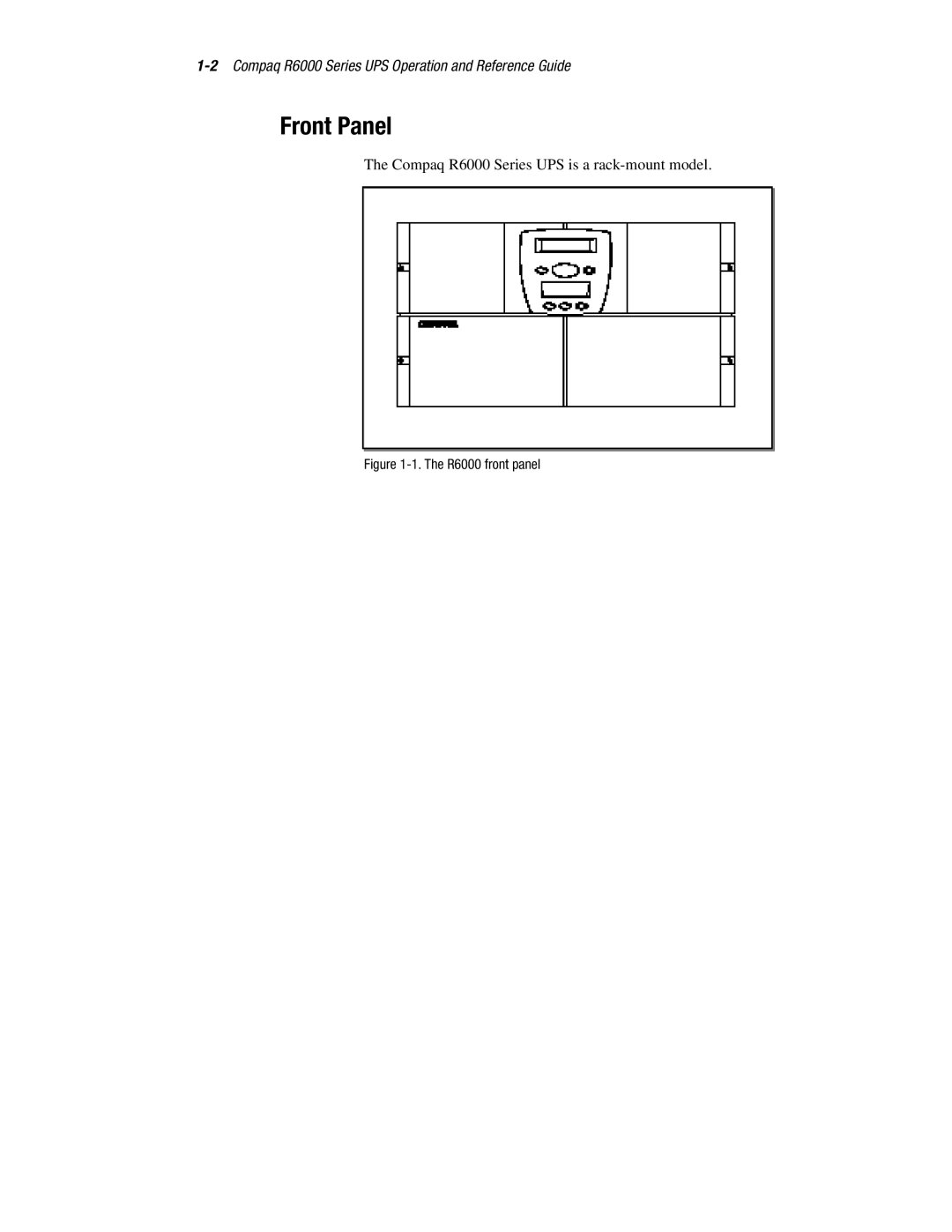 Compaq manual Front Panel, R6000 front panel 