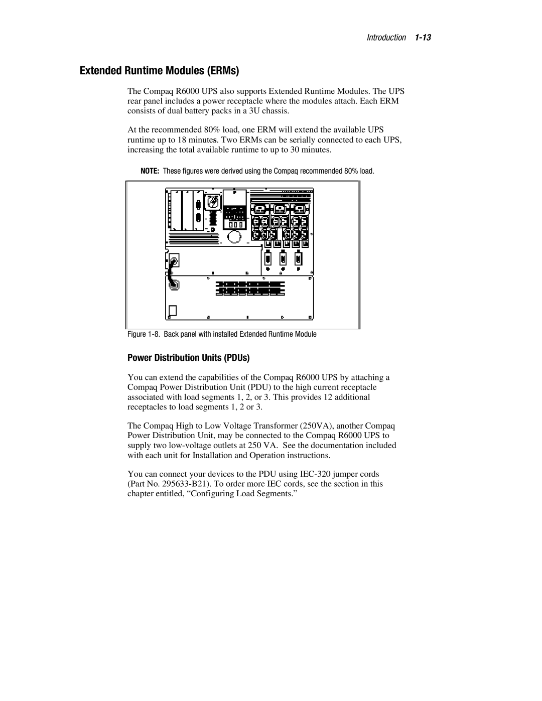 Compaq R6000 manual Extended Runtime Modules ERMs, Power Distribution Units PDUs 