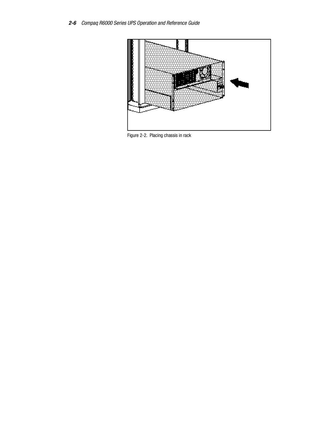 Compaq R6000 manual Placing chassis in rack 