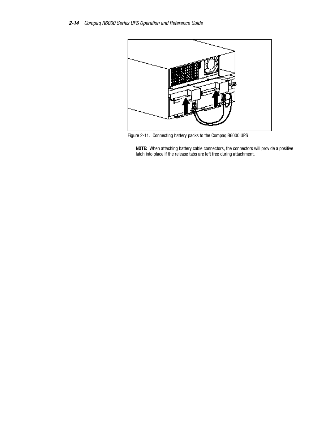 Compaq manual Connecting battery packs to the Compaq R6000 UPS 