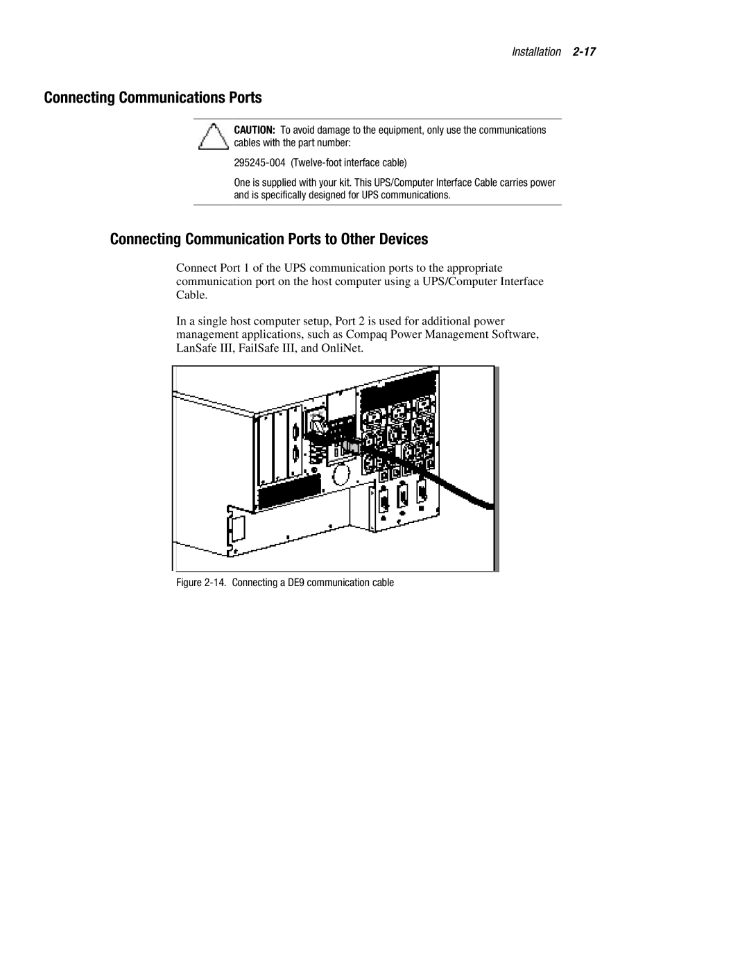 Compaq R6000 manual Connecting Communications Ports, Connecting Communication Ports to Other Devices 