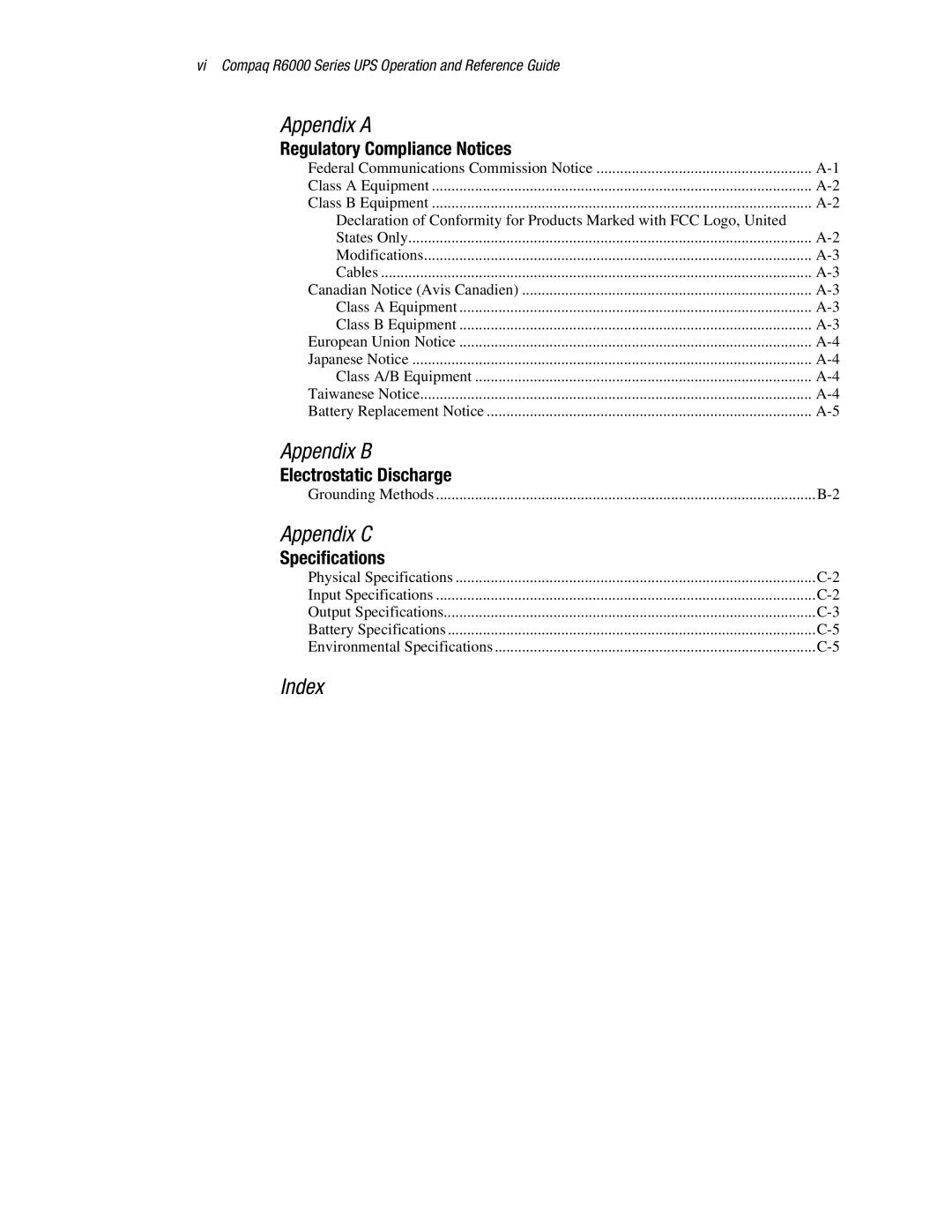 Compaq R6000 manual Appendix B 