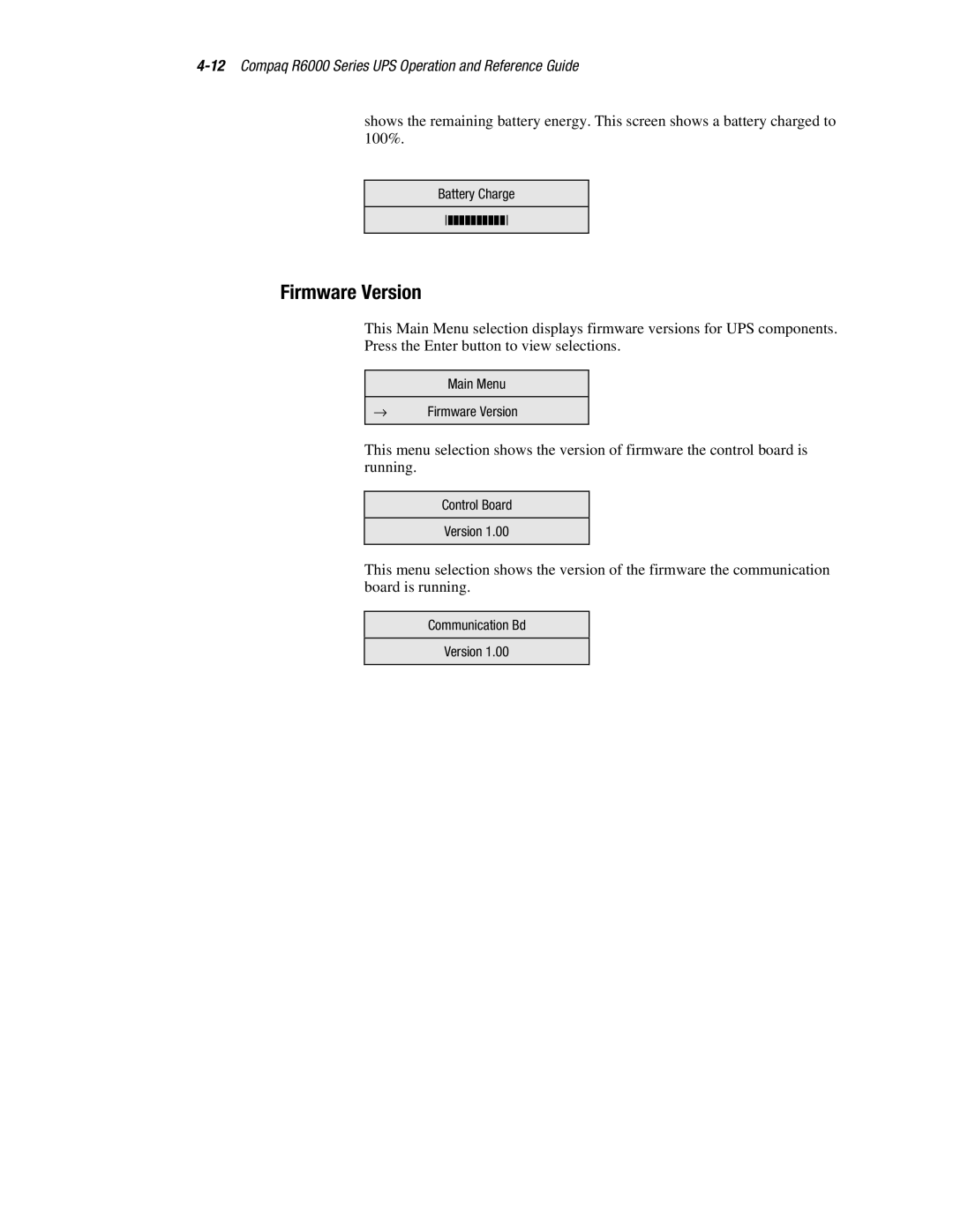 Compaq R6000 manual Firmware Version 