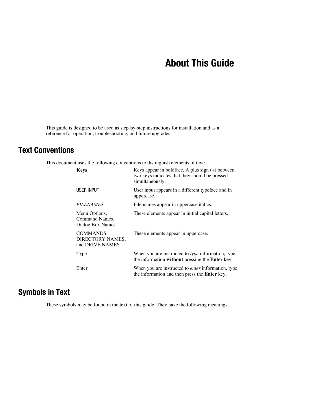 Compaq R6000 manual About This Guide, Text Conventions, Symbols in Text 