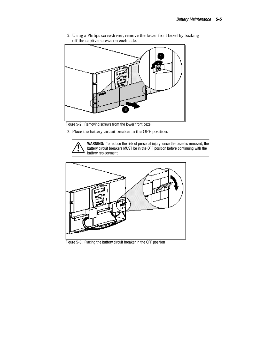 Compaq R6000 manual Place the battery circuit breaker in the OFF position 