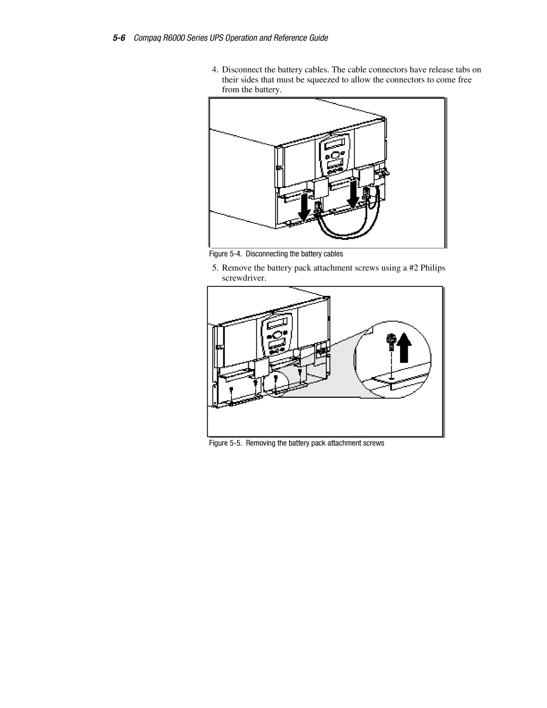 Compaq R6000 manual Disconnecting the battery cables 