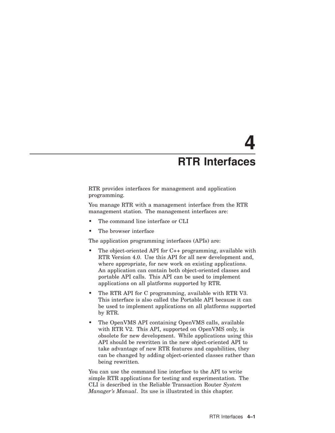 Compaq Reliable Transaction Router manual RTR Interfaces 