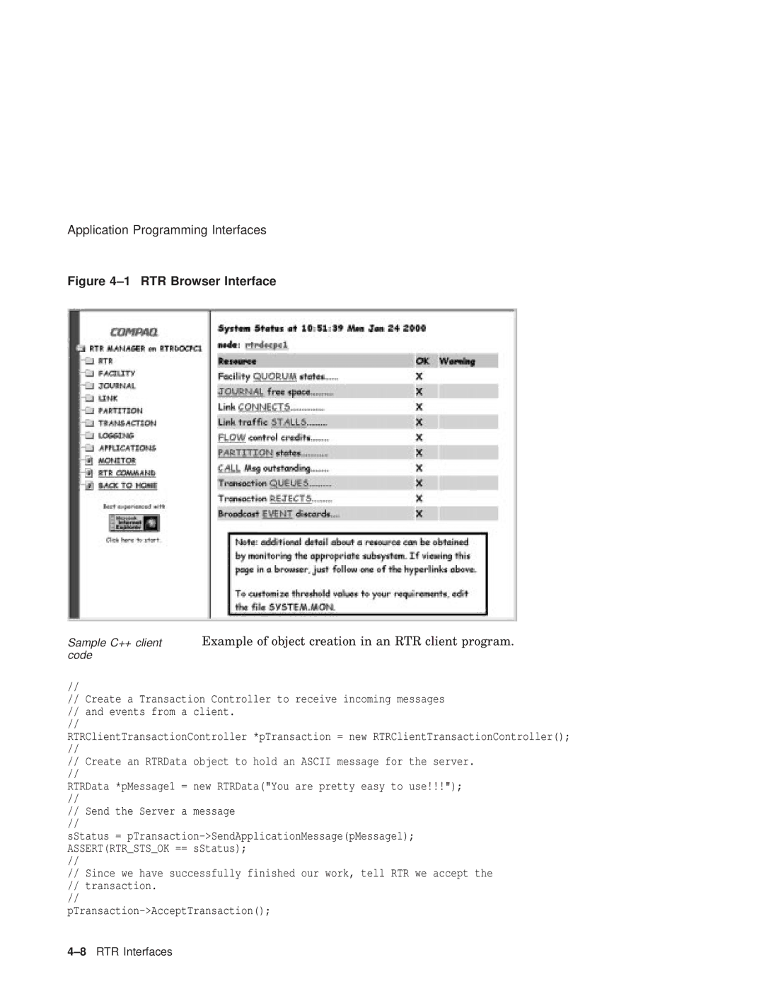 Compaq Reliable Transaction Router manual Application Programming Interfaces, RTR Browser Interface 