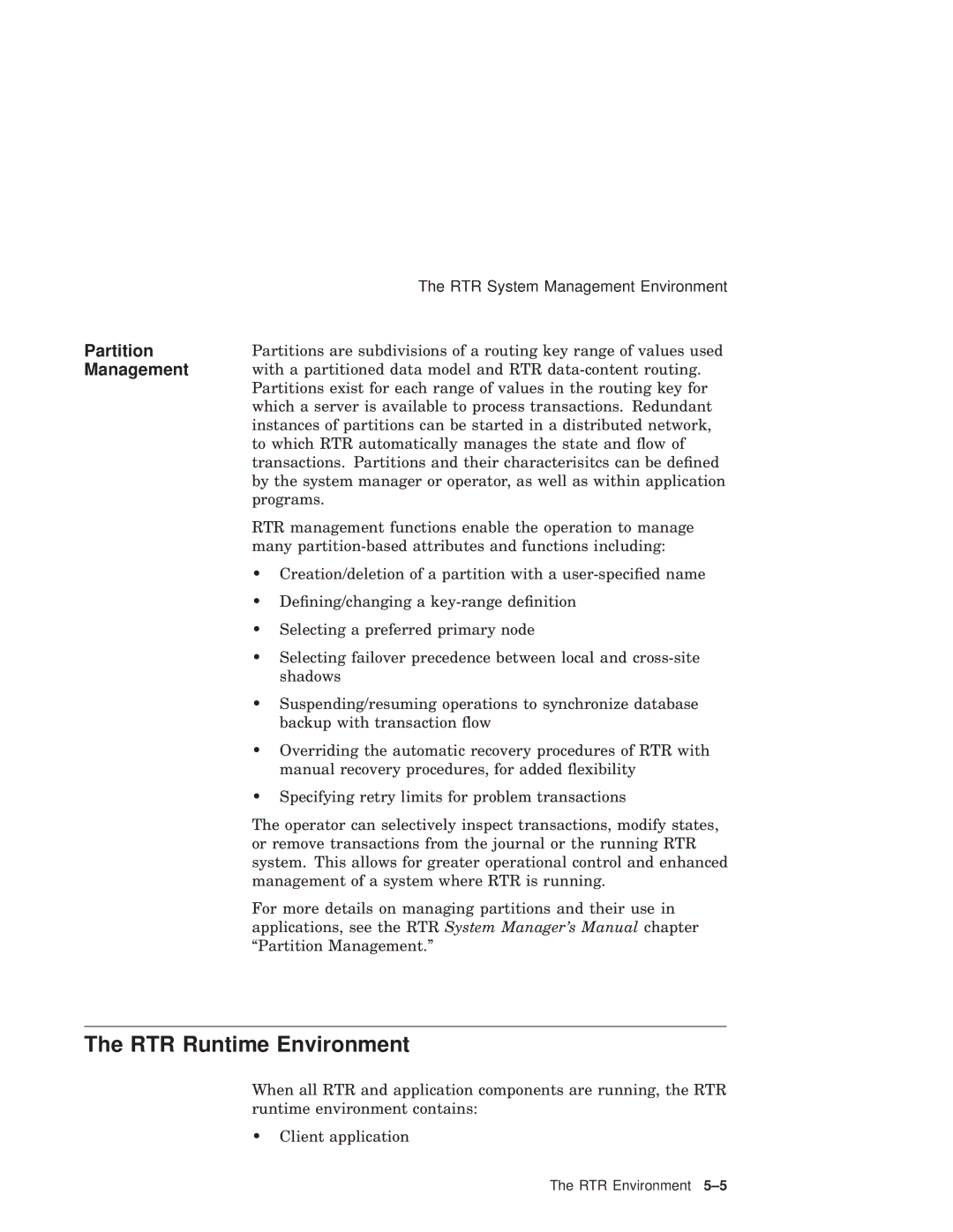 Compaq Reliable Transaction Router manual RTR Runtime Environment 