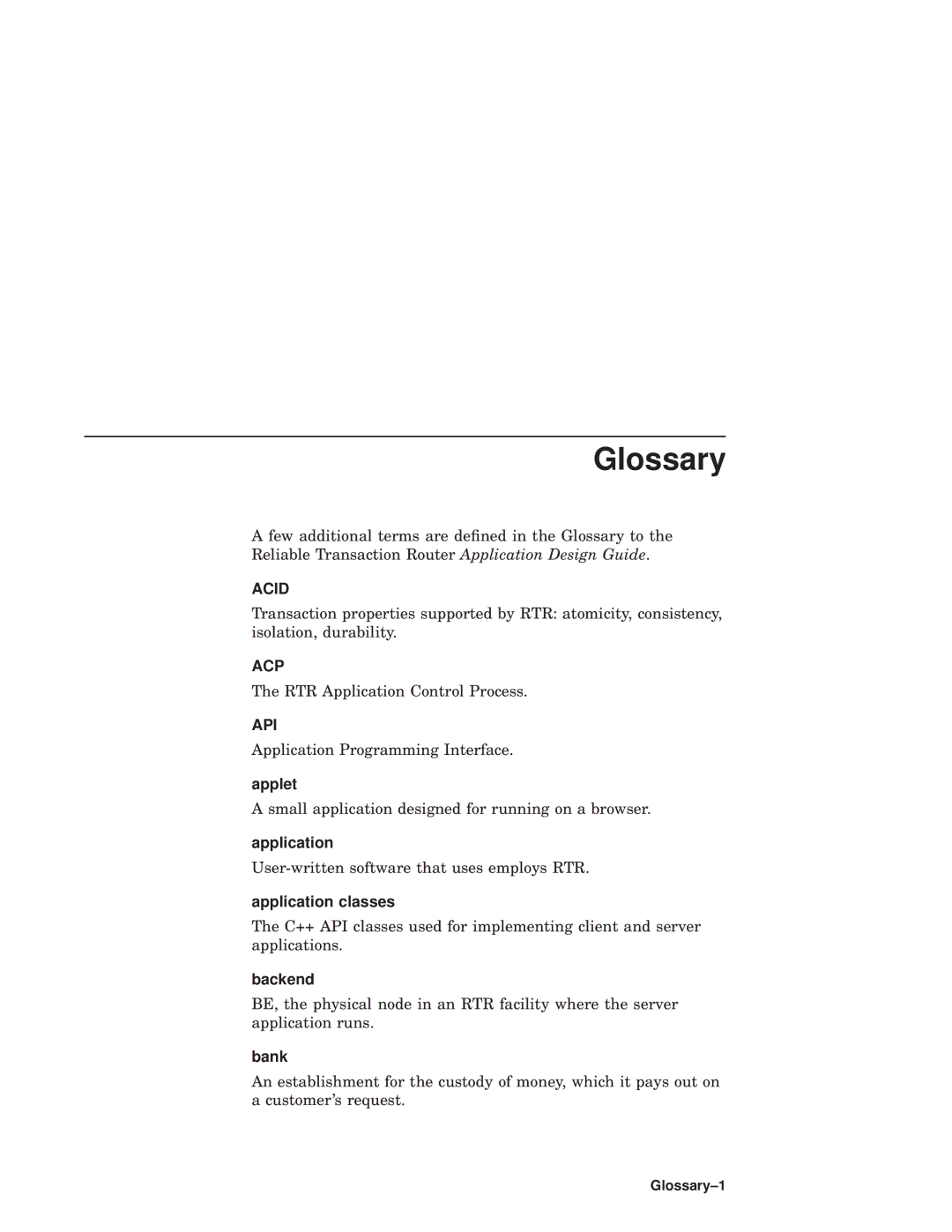 Compaq Reliable Transaction Router manual Glossary 