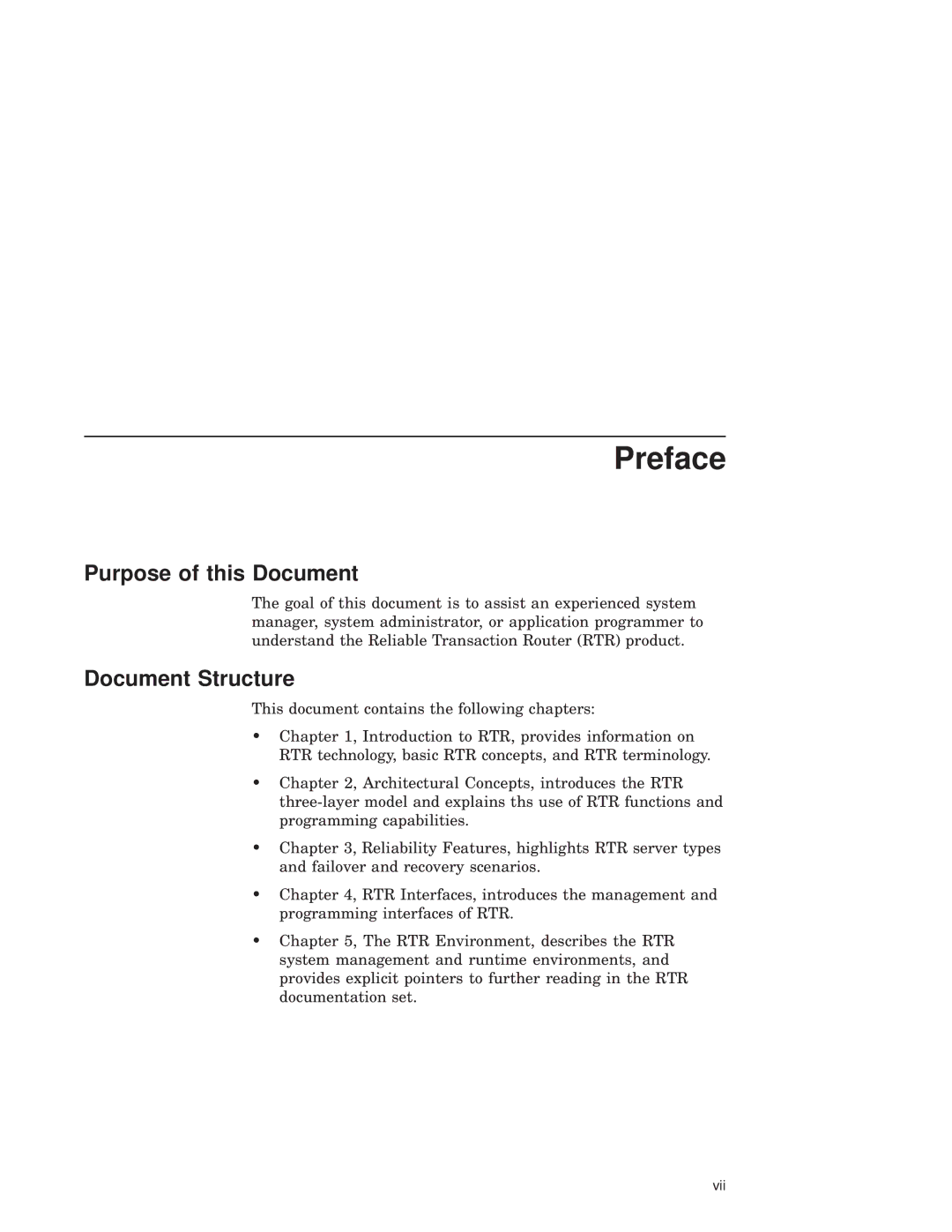 Compaq Reliable Transaction Router manual Preface, Purpose of this Document, Document Structure 